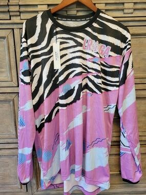 Pit Viper Men’s Long Sleeve Zebra Stripe Pink Graphic Tee